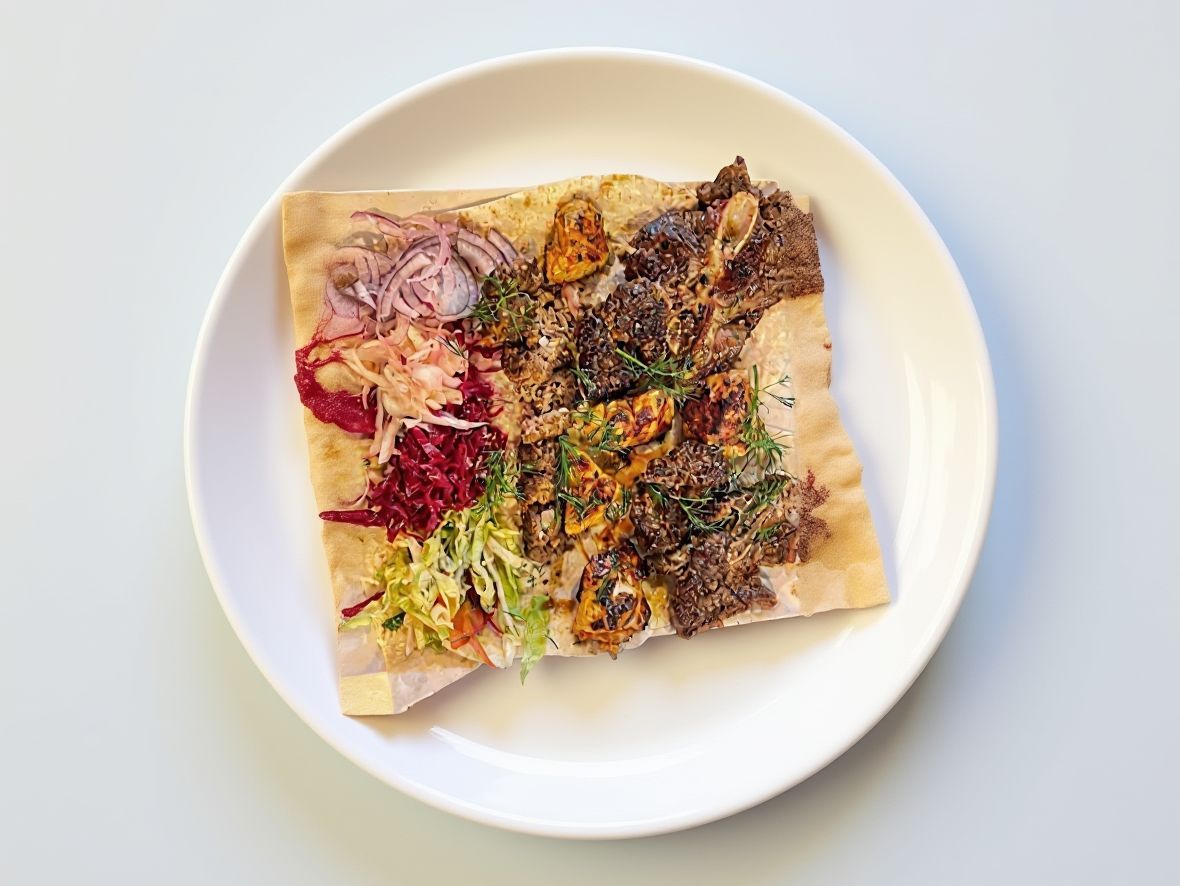Kebab na talerzu z kurczakiem