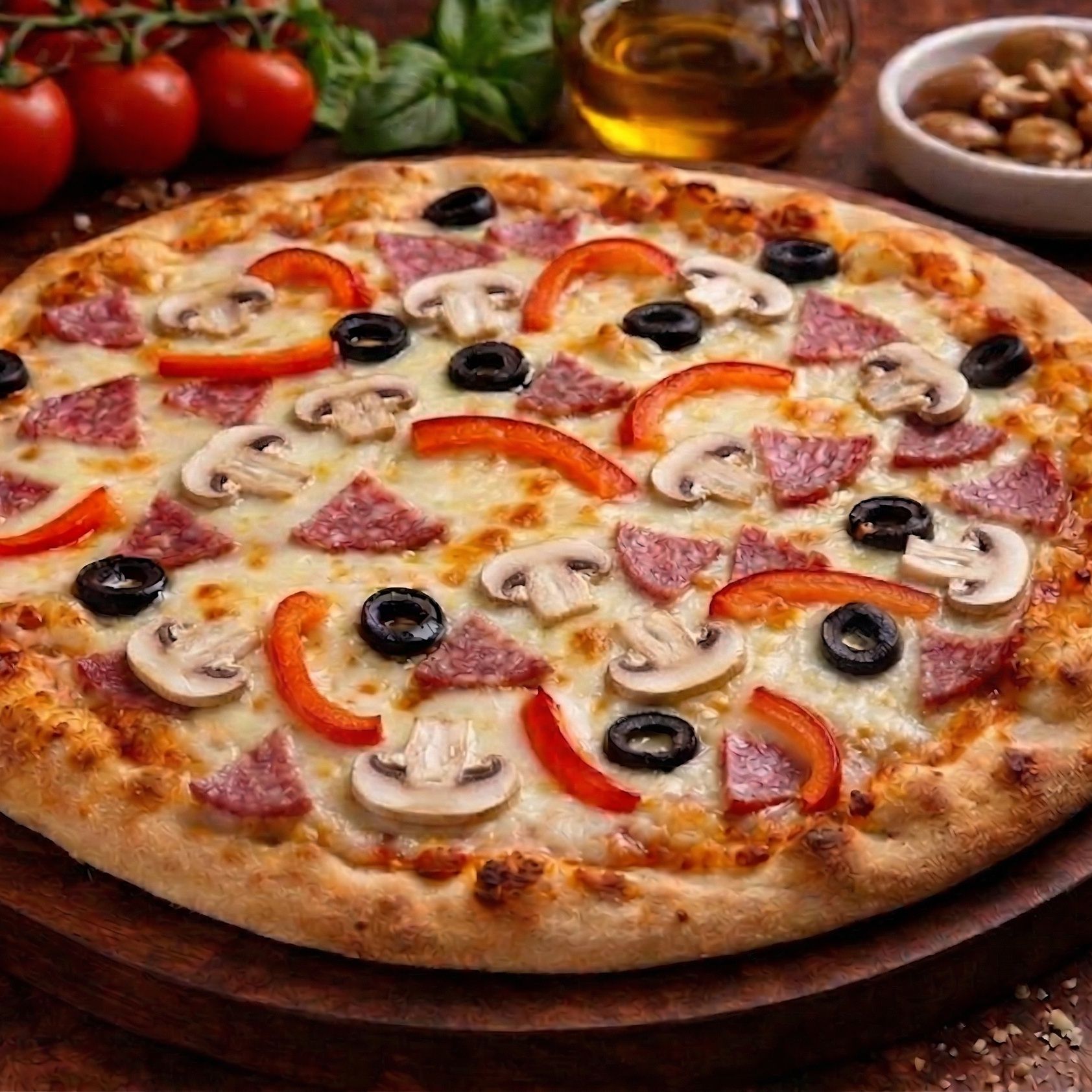 Pizza syryjska z salami mały