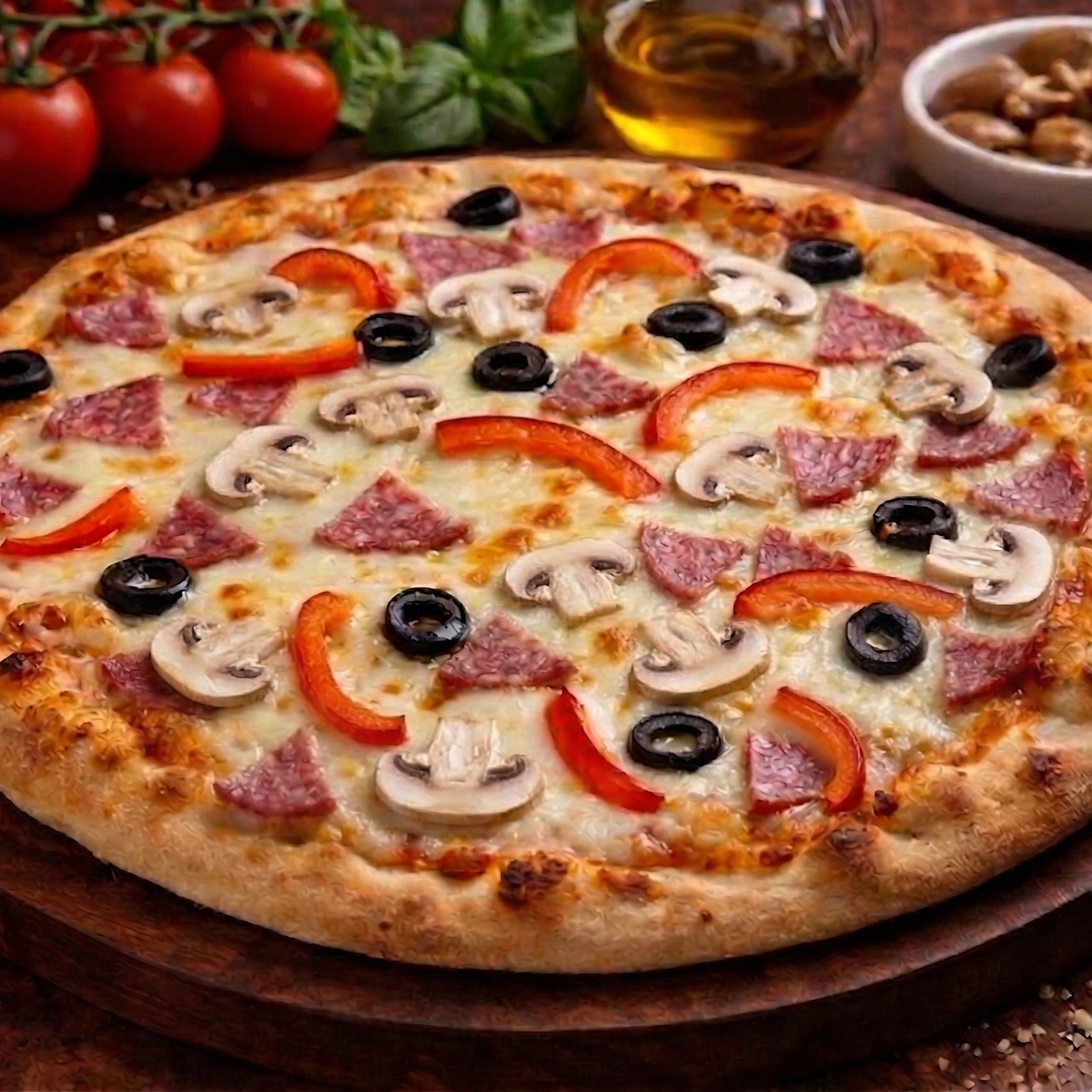 Pizza syryjska z salami duży