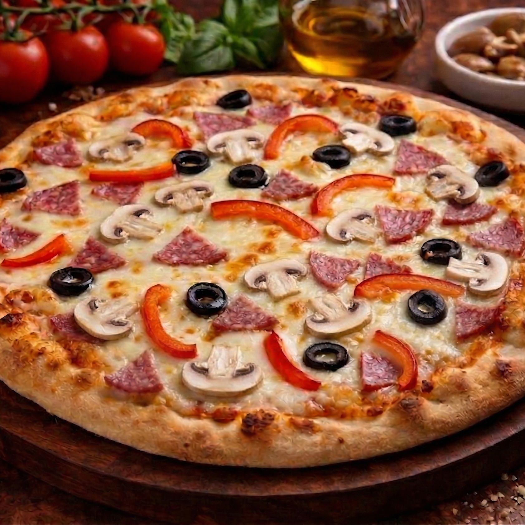 Pizza syryjska z salami średnie