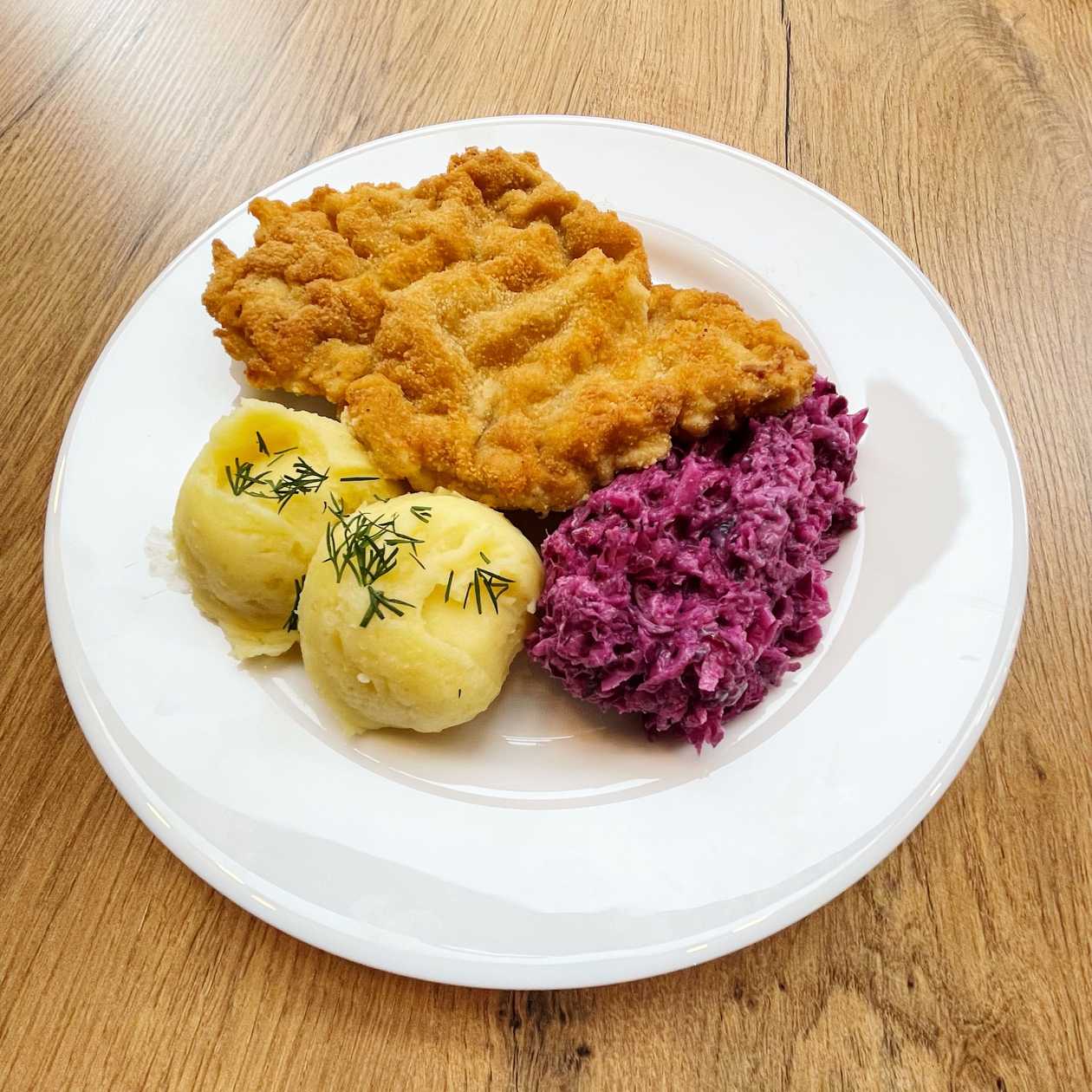 Classic Polish Breaded Pork Cutlet with sides