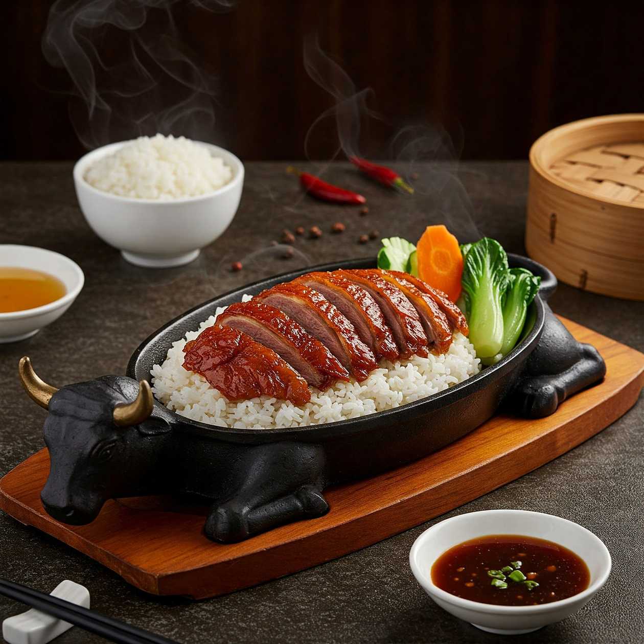 Roasted Duck on Hot Platter
