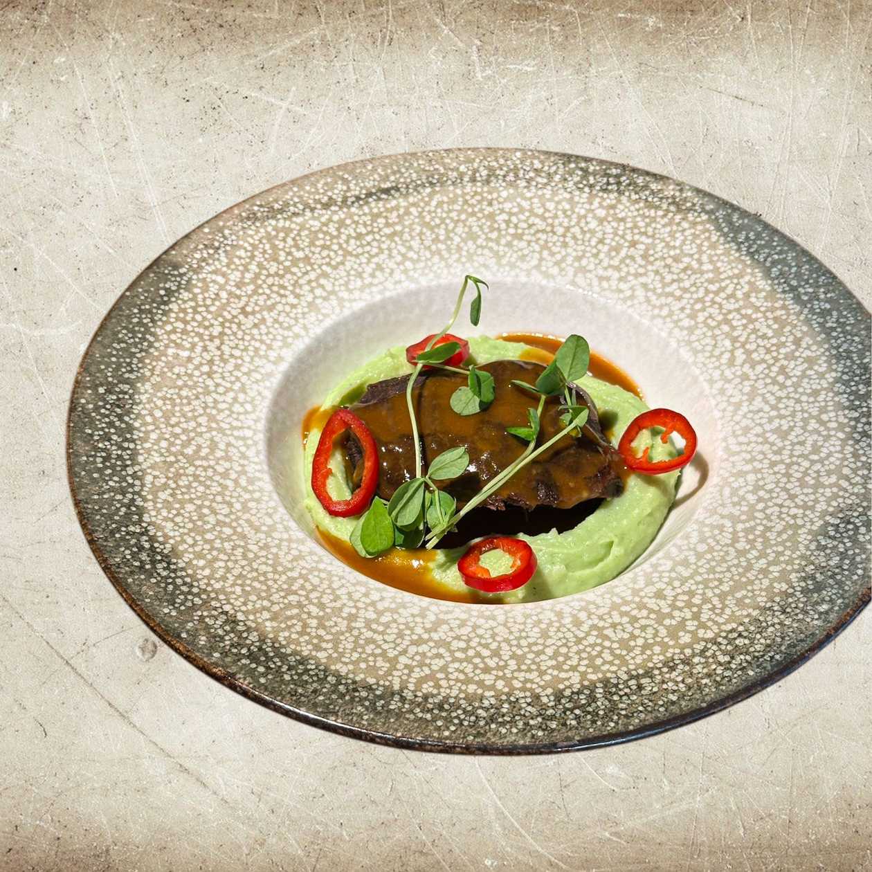 Beef Cheek with Broccoli Purée