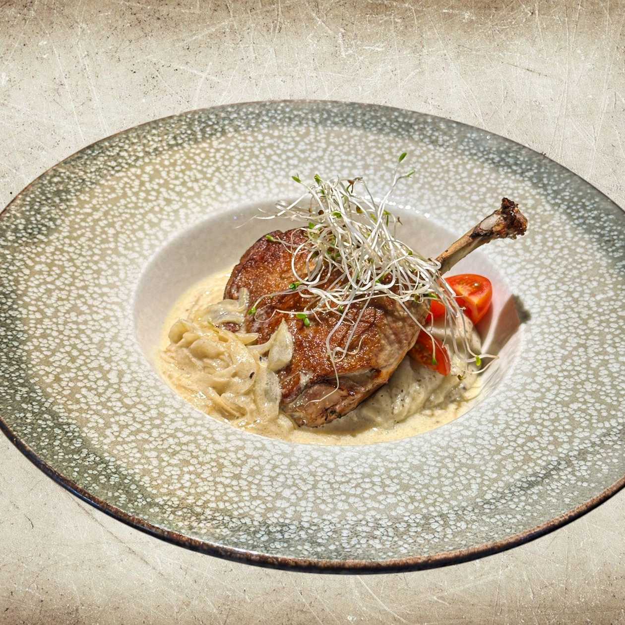 Duck Leg with Truffle Purée