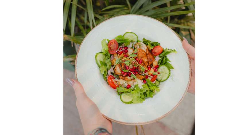 Pink Caesar Salad with Chicken