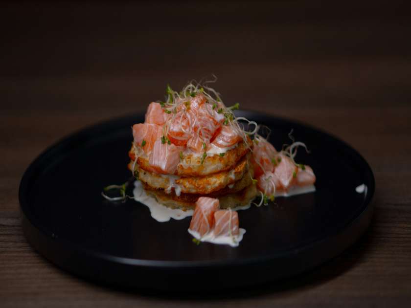Placki ziemniaczane with salmon