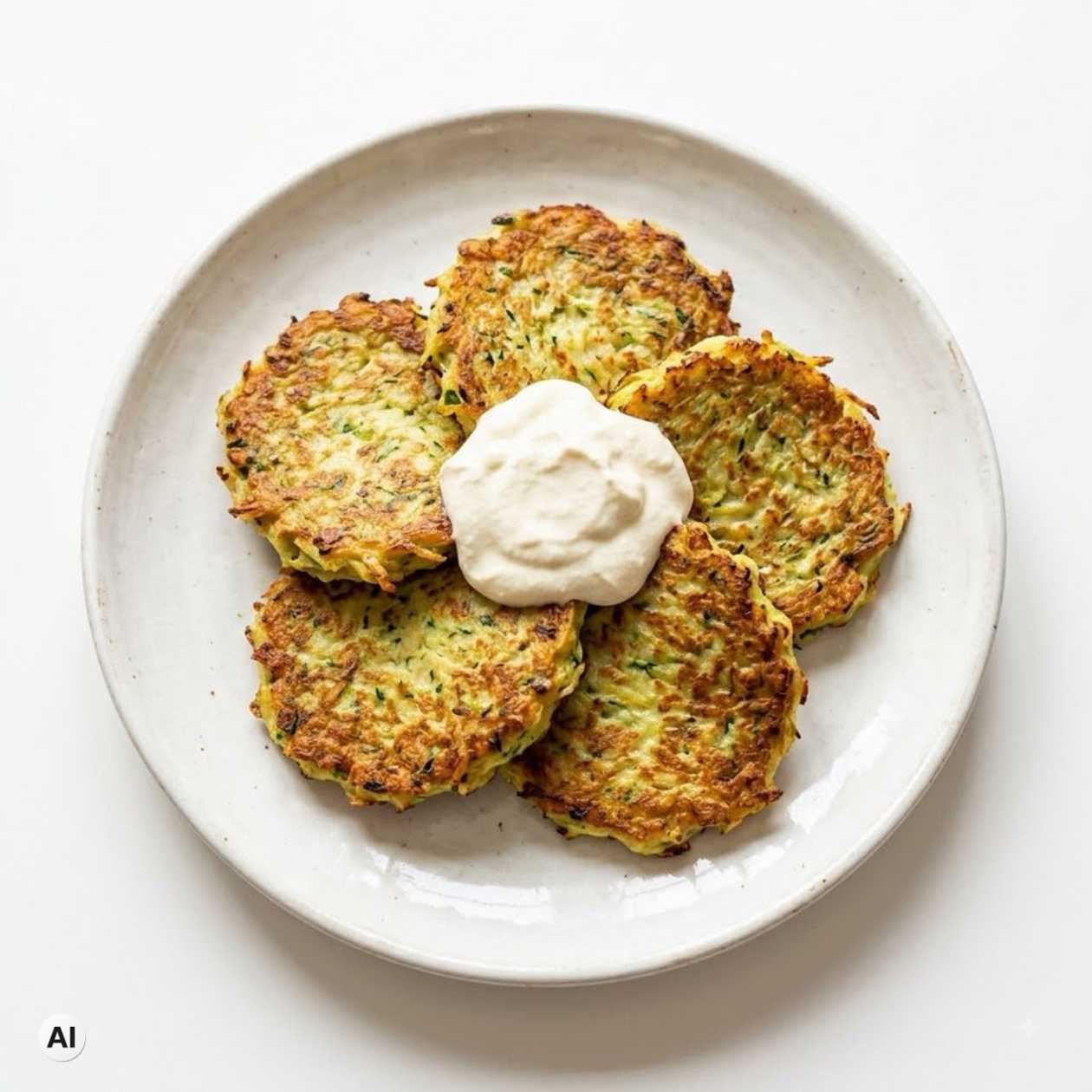 4 Zucchini Pancakes with Sour Cream