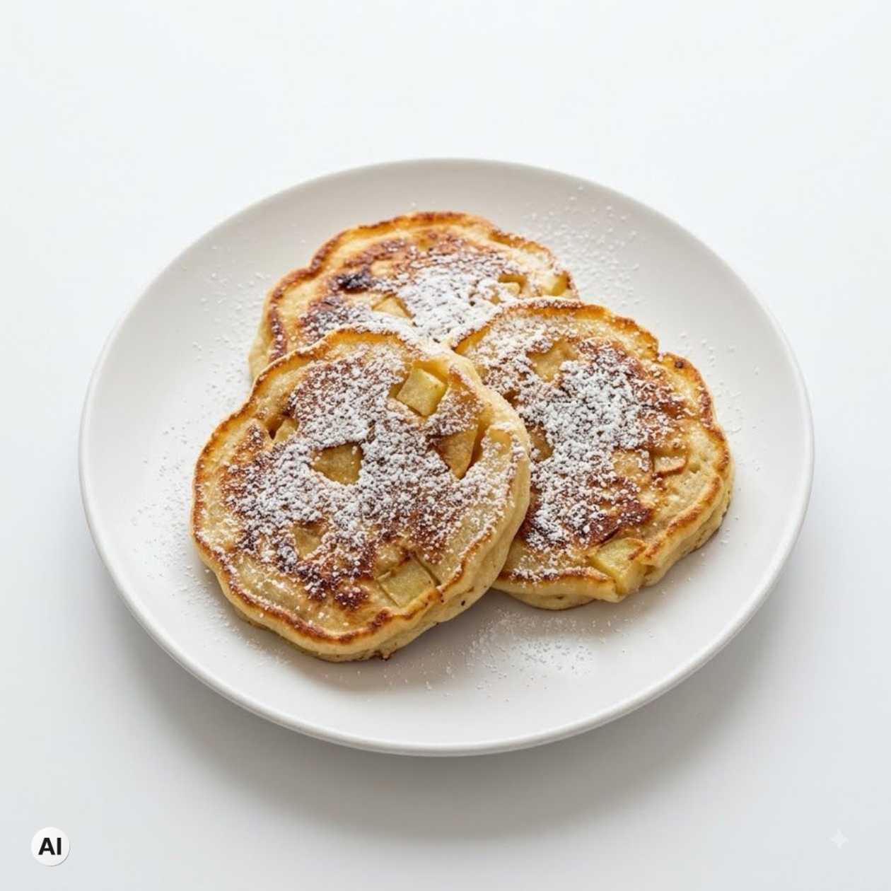 Apple pancakes with powder sugar