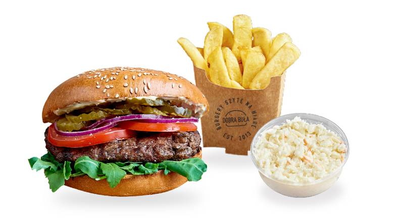 Burger w zestawie z frytkami