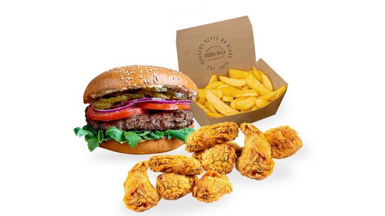 Standard Burger + 8 skrzydełek