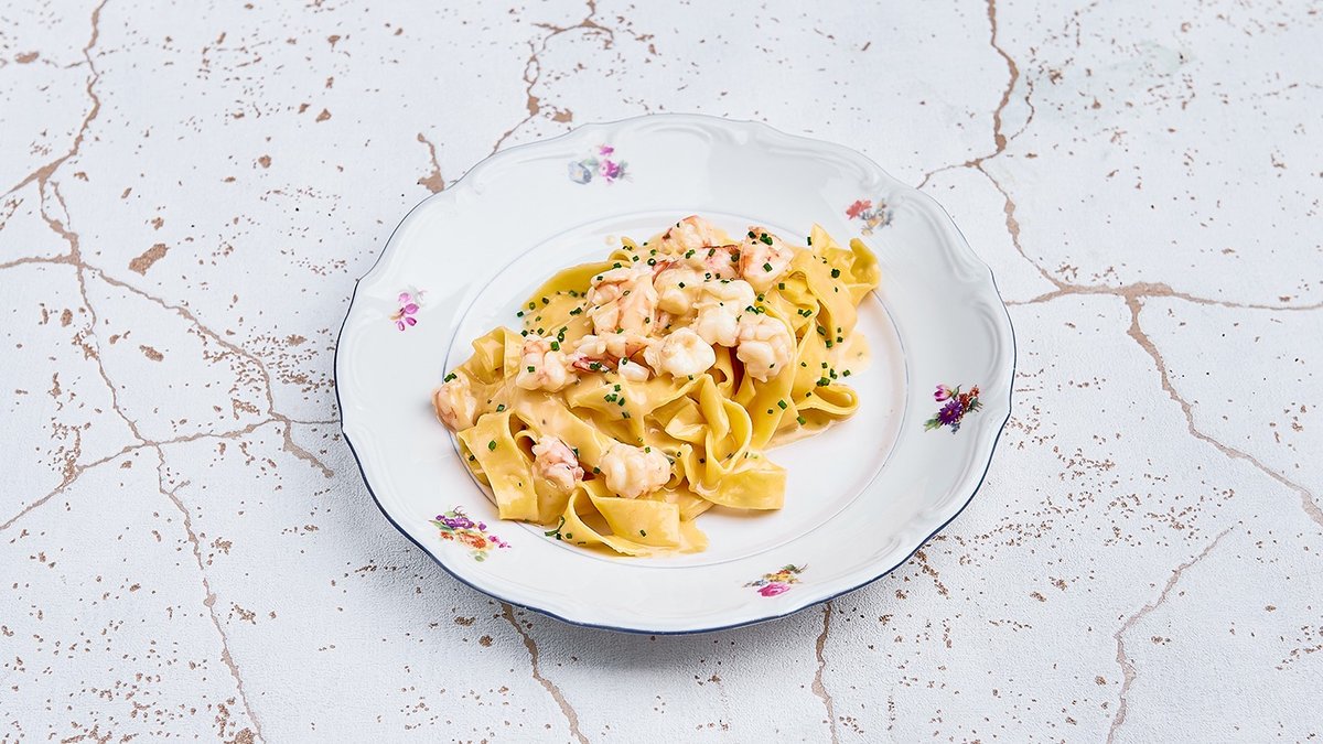 Tagliatelle z krewetkami
