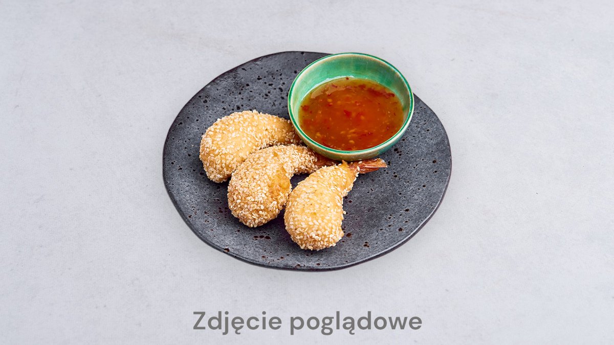 Krewetki smażone z sezamem