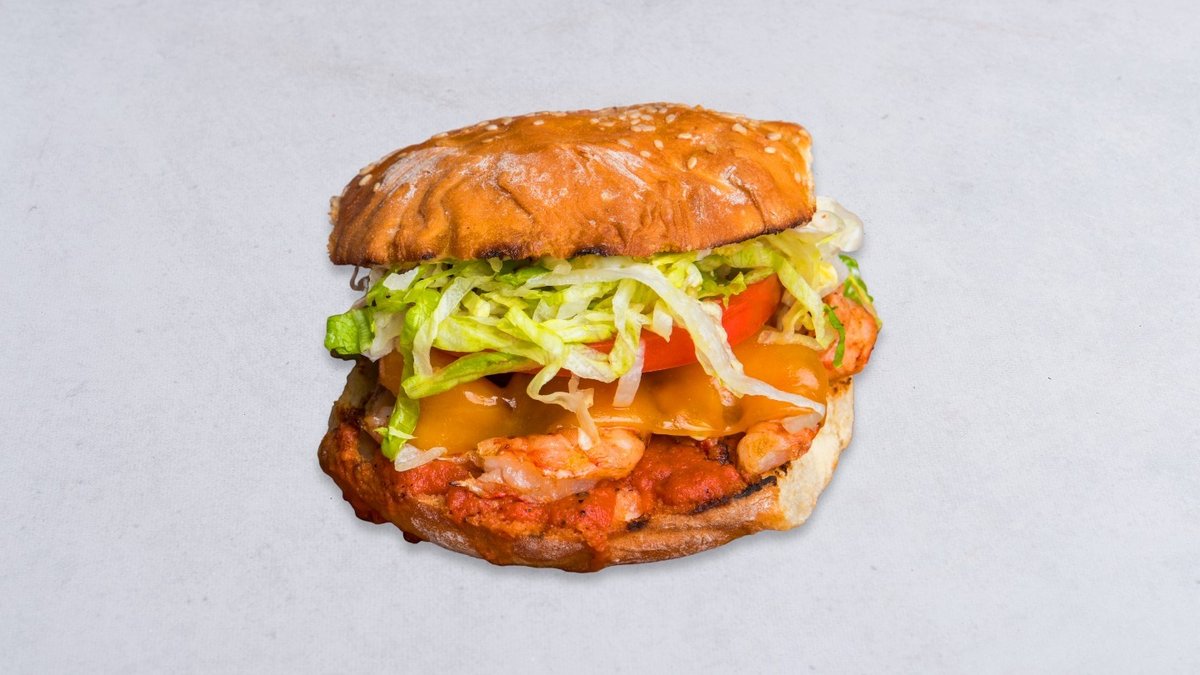 Burger mały z krewetkami
